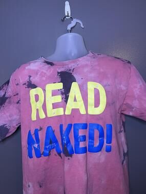 Read Naked Skim Milk Shirt Mens Medium Pink Tie Dye Graphic Tee Funny Book